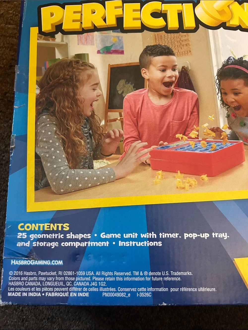 Hasbro Perfection Board Game - Blue & Yellow Box Art 5+ Can you Beat the Clock?